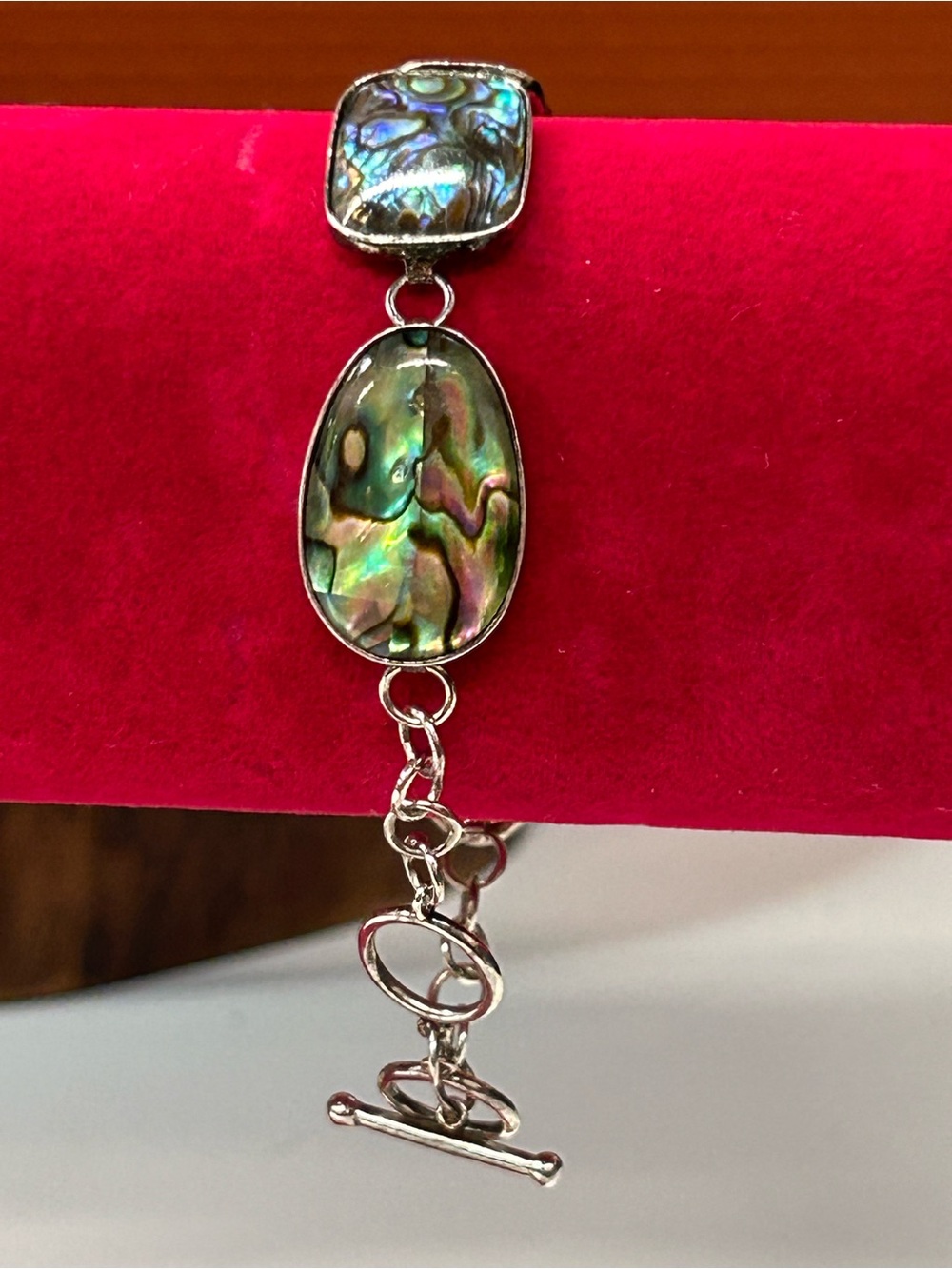 LUC Lucas Lameth 925 Sterling Silver Abalone panel link bracelet